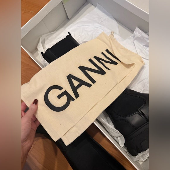 Ganni Black Cleated Tall Chelsea Boots - Picture 7 of 14